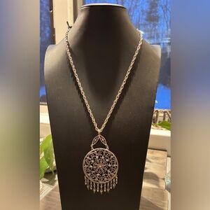 Elegant Sterling Silver Filigree Pendant Necklace